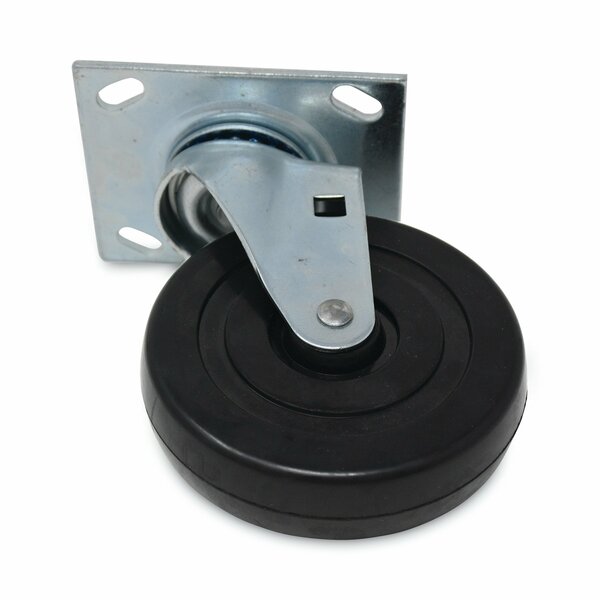 Rubbermaid Commercial Replacement Plate Casters, Rigid Mount Plate, 5 in. Rubber Wheel, Black FG4402L10000